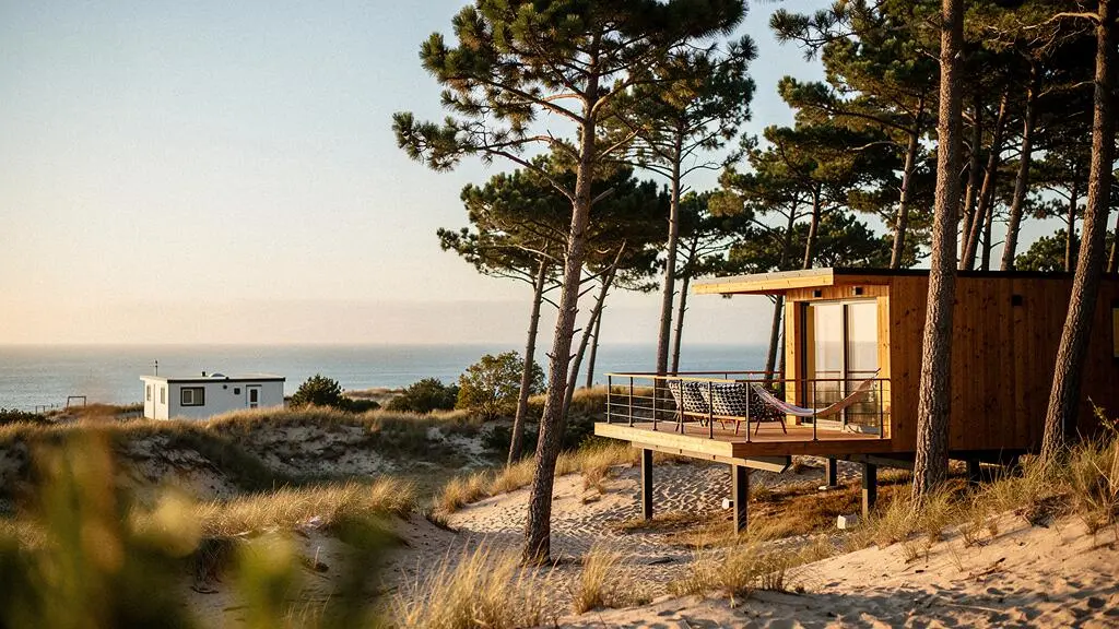 Cabane perchée en bois avec vue sur l'océan Atlantique près de Biarritz, symbole de l'investissement dans l'hébergement insolite